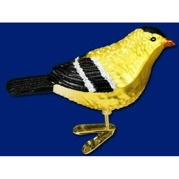 Birds Collection American Goldfinch Old World Christmas Glass Blown Ornament with S-Hook and Gift Box 